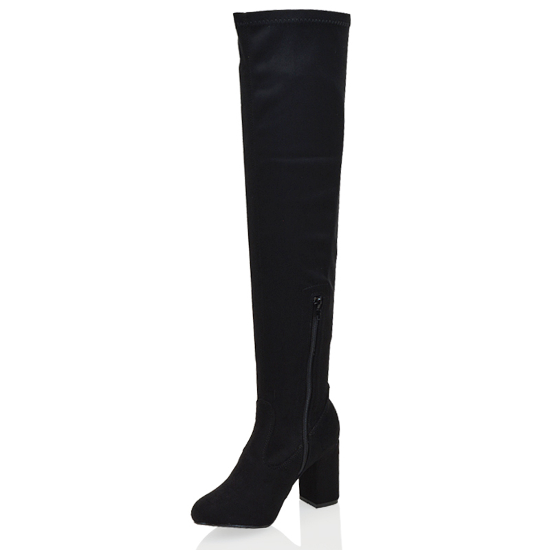 black over the knee boots mid heel